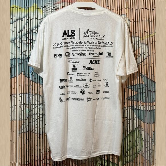 Fruit of the Loom 100% Cotton Walk to Defeat ALS T-Shirt, White, XL - Picture 2 of 13